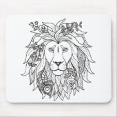 Löwe-und Blumen-Gekritzel Mousepad (Vorne)