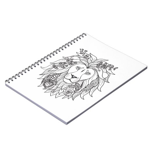 Löwe-und Blumen-Gekritzel Notizblock (Linke Seite)