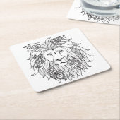 Löwe-und Blumen-Gekritzel Rechteckiger Pappuntersetzer (angewinkelt)