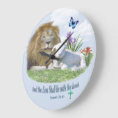 Löwe und das Lamm-Bibelverse Große Wanduhr (Winkel)