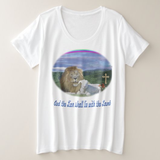 Löwe und das Lamm christlich Große Größe T-Shirt (Design vorne)