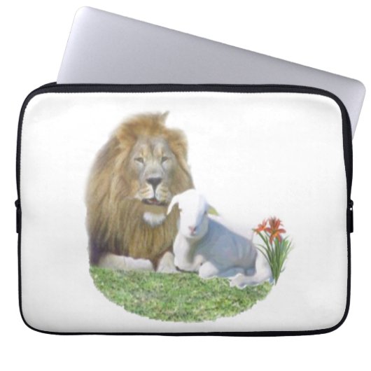 Löwe und das Lamm Christliche Geschenke Laptopschutzhülle (Vorderseite)