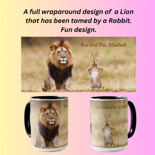 Löwe und ein Kaninchen lustiges Design Tasse