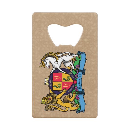 Löwe und Einhorn Rampant Bierdeckel Geldbeutel Flaschenöffner (Vorderseite)