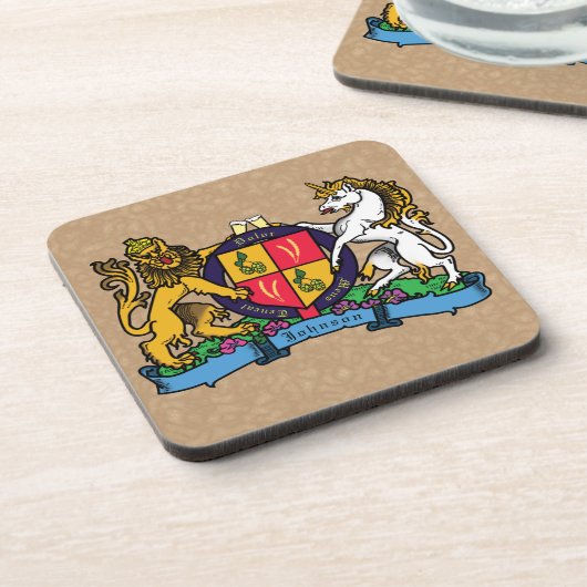 Löwe und Einhorn Rampant Bierdeckel Getränkeuntersetzer (Linke Seite)