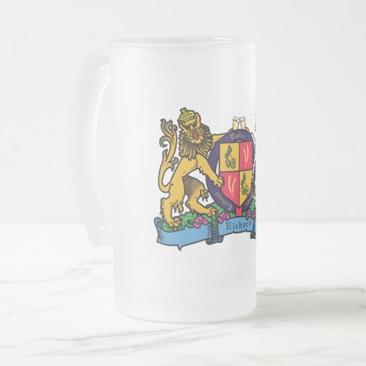 Löwe und Einhorn Rampant Bierdeckel Mattglas Bierglas (Vorderseite Links)