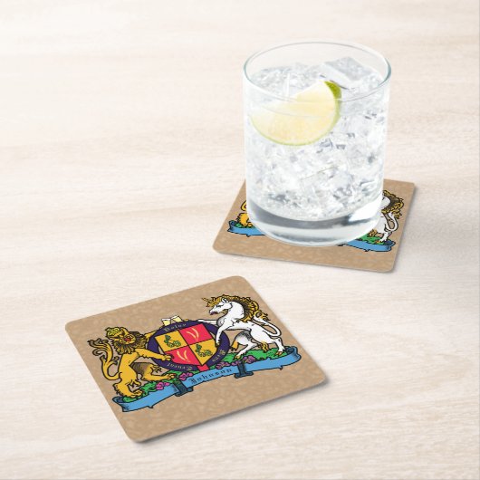 Löwe und Einhorn Rampant Bierdeckel Rechteckiger Pappuntersetzer (Vor Ort)