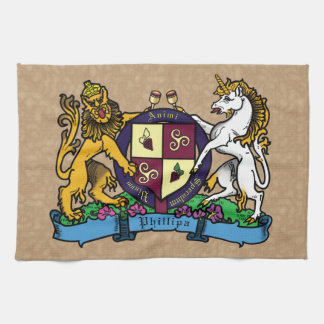 Löwe und Einhorn Rampant Wine Coat of Arms Geschirrtuch