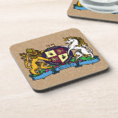 Löwe und Einhorn Rampant Wine Coat of Arms Getränkeuntersetzer (Linke Seite)