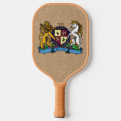 Löwe und Einhorn Rampant Wine Coat of Arms Pickleball Schläger (Rückseite)