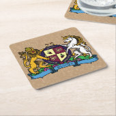 Löwe und Einhorn Rampant Wine Coat of Arms Rechteckiger Pappuntersetzer (angewinkelt)