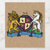 Löwe und Einhorn Rampant Wine Coat of Arms Weinetikett (Einzelnes Label)