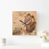 Löwe und ihr Huf Quadratische Wanduhr (Zuhause)