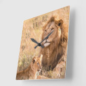 Löwe und ihr Huf Quadratische Wanduhr (Winkel)