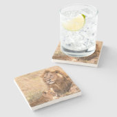 Löwe und ihr Huf Steinuntersetzer (Seitenansicht)