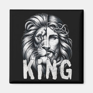 Löwe und Jesus König Christlicher Glaube Design Magnet