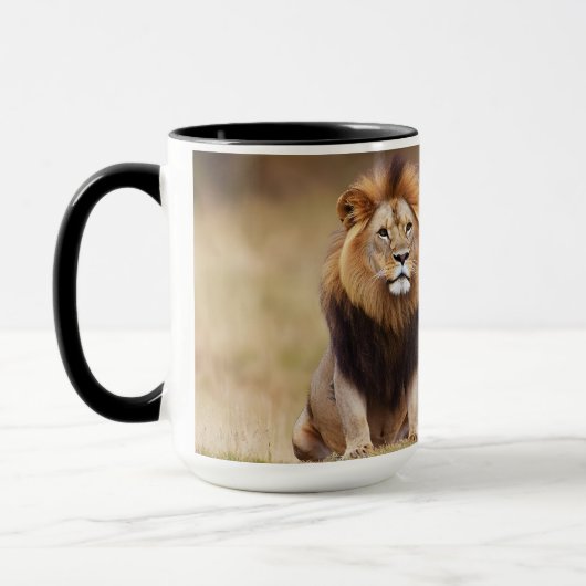 Löwe und Kaninchen witziger Design Tasse (Links)