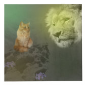 Löwe und Katze, Freunde, Foto Cube Würfel (Vorderseite)