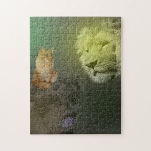 Löwe und Katze, Puzzle aus Jigsaw (Vertikal)