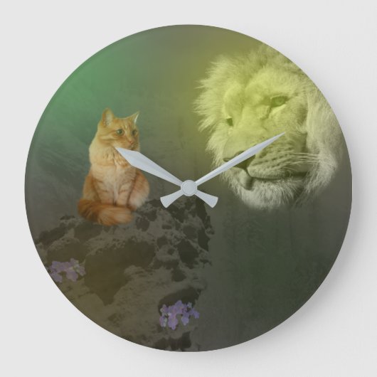 Löwe und Katze, Wall-Uhr Große Wanduhr (Vorderseite)