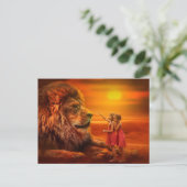 Löwe und Kinder Postkarte (Stehend Vorderseite)