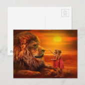 Löwe und Kinder Postkarte (Vorne/Hinten)