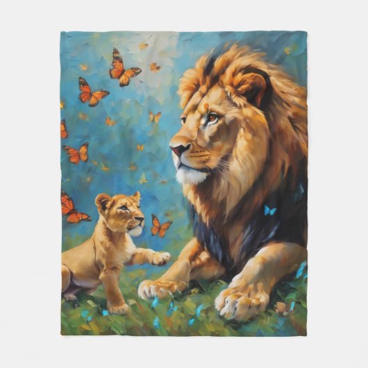 Löwe und Kübel Fleecedecke (Vorderseite)