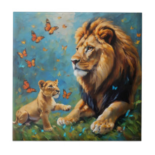 Löwe und Kübel Fliese