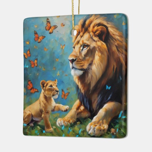 Löwe und Kübel Keramikornament (Links)