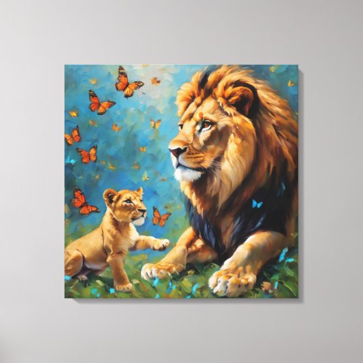 Löwe und Kübel Leinwanddruck (Vorderseite)