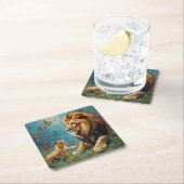 Löwe und Kübel Rechteckiger Pappuntersetzer (Vor Ort)