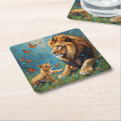 Löwe und Kübel Rechteckiger Pappuntersetzer (angewinkelt)