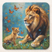 Löwe und Kübel Rechteckiger Pappuntersetzer (Vorderseite)