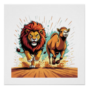 Löwe und Lama-Dash Poster