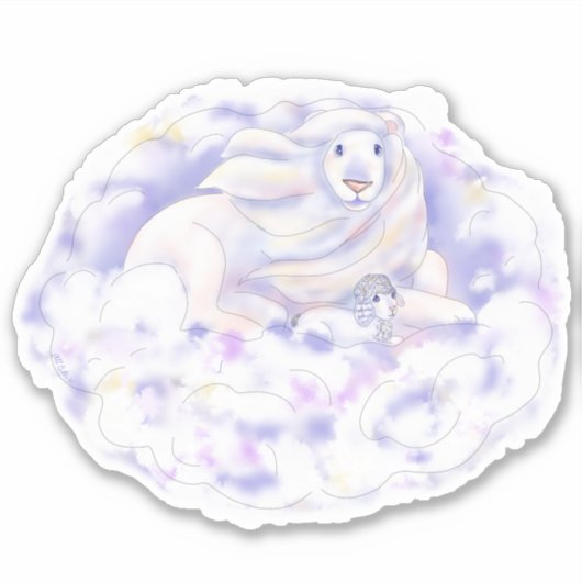 Löwe und Lamb | Aufkleber (Vorderseite)