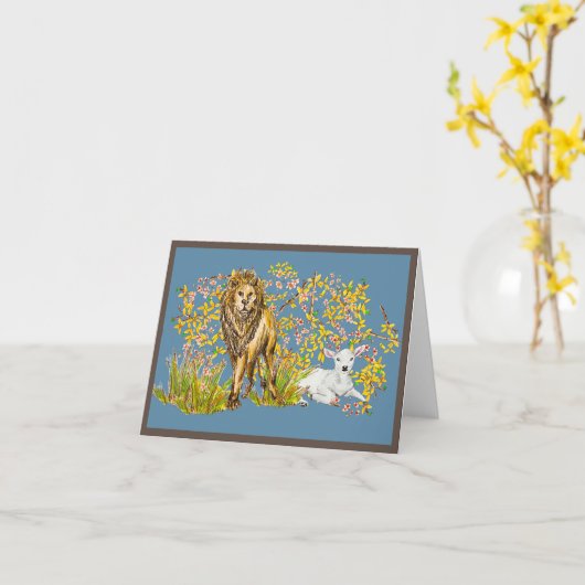 Löwe und Lamb Karte (Gelbe Blume)