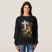 Löwe und Lamb Kreuz Jesus Christus Sweatshirt (Vorne ganz)
