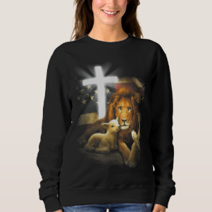 Löwe und Lamb Kreuz Jesus Christus Sweatshirt