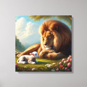 Löwe und Lamb Leinwanddruck