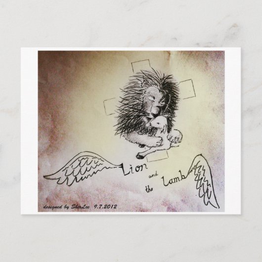 Löwe und Lamb Postkarte (Vorderseite)