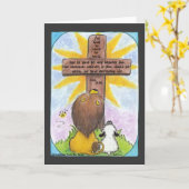 Löwe und Lamm am Kreuz Karte (Gelbe Blume)