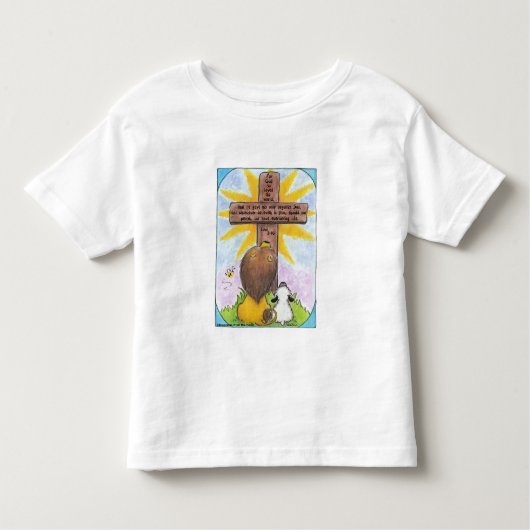 Löwe und Lamm am Kreuz Kleinkind T-shirt (Vorderseite)