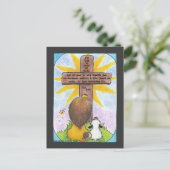 Löwe und Lamm am Kreuz Postkarte (Stehend Vorderseite)
