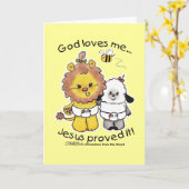 Löwe-und Lamm-Babys Karte (Gelbe Blume)