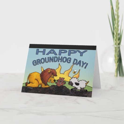 Löwe-und Lamm-Groundhog Tagesüberraschung Karte (Vorderseite)