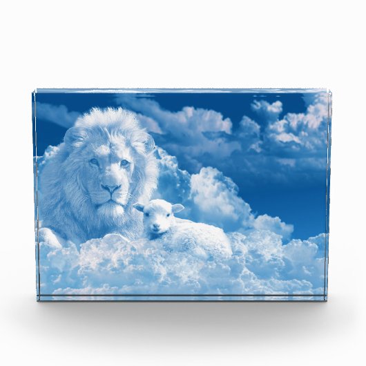 Löwe und Lamm in den Wolken Fotoblock (Vorderseite)