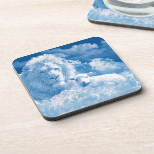 Löwe und Lamm in den Wolken Getränkeuntersetzer (Linke Seite)