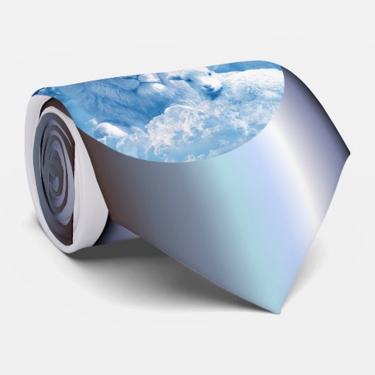 Löwe und Lamm in den Wolken Krawatte (Gerollt)