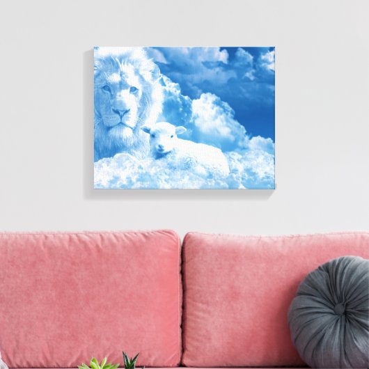 Löwe und Lamm in den Wolken Leinwanddruck (Insitu (Wohnzimmer))