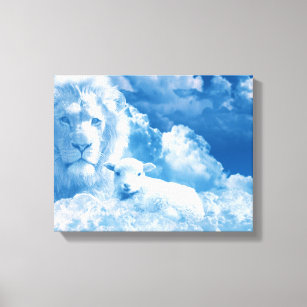 Löwe und Lamm in den Wolken Leinwanddruck